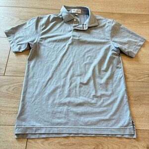 Peter Millar Summer Comfort Light Blue Heathered Short Sleeve Polo Size M Boys
